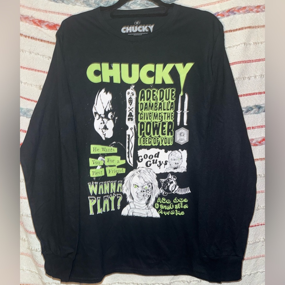 Chucky Black Graphic Long Sleeve Shirt NWOT